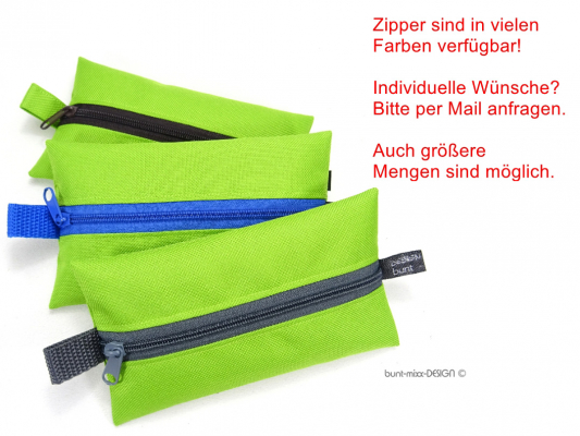 Täschchen GRÜN Outdoorstoff Zipper GRAU, TaTüTa Inhalator Kosmetik, Karabiner, by BuntMixxDESIGN